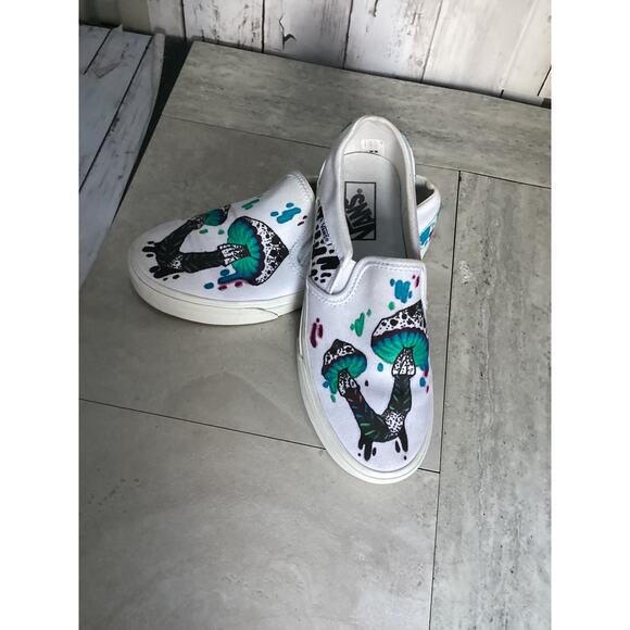 Vans Shoes - Vans Classic Slip-On Sneakers White Mushroom Print US Size 8 for WOMEN RARE